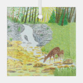 Doe en Fawn Glas Ornament (Voorkant)