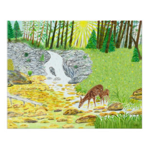 Doe en Fawn Glossy Perfect Poster