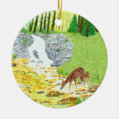 Doe en Fawn Keramisch Ornament (Voorkant)