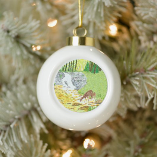 Doe en Fawn Keramische Bal Ornament (Boom)