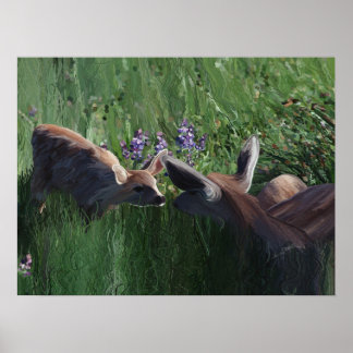 Doe en fawn papier afdrukken poster
