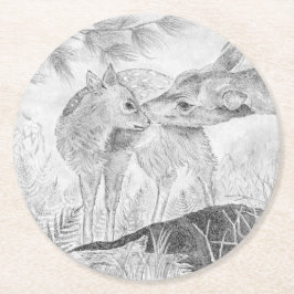 Doe en Fawn Ronde Kartonnen Onderzetter