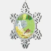 Doe en Fawn Tin Sneeuwvlok Ornament (Rechts)