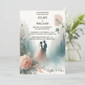 Doe Eucalyptus Lace Tule Pastel Stoffig Blauw Brui Kaart (Staand voorkant)