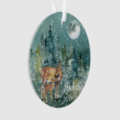 Doe Fawn Deer Forest Pleine lune Snowfall Aquarell (devant)