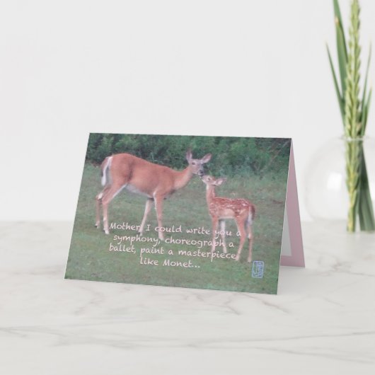 Doe & Fawn "Impressionist" Moederdag Kaart (Voorkant)