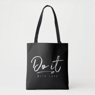 Doe het met Liefde Aangepaste Achtergrond Kleur Tote Bag