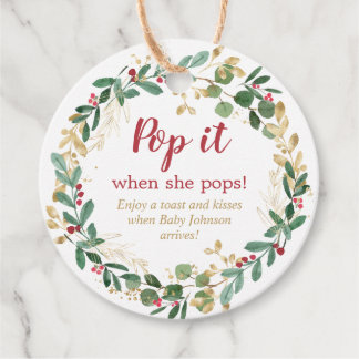 Doe het open als zij elegant kerstkrans opent bedankjes labels