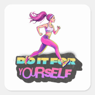 Doe het voor jezelf, vrouw lopen vierkante sticker