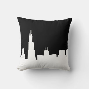 Doe-het-zelf-achtergrond Chicago Skyline Silhouet Kussen
