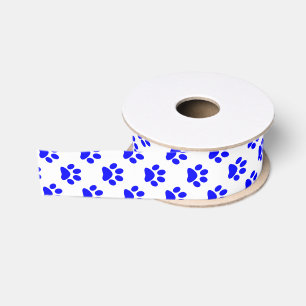 Doe-het-zelf blauw op witte kat/hond/dier voetafdr grosgrain lint