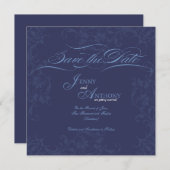 Doe-het-zelf Blauwe Save the Date Trouw Aankondigi (Voorkant / Achterkant)