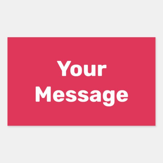 Doe het zelf Crimson en White Text Sjabloon Rechthoekige Sticker (Voorkant)