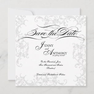 Doe-het-zelf elegante 'save the date' in zwart en save the date