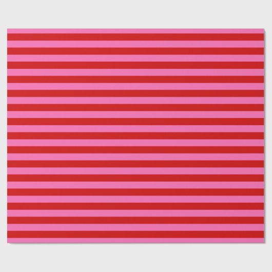Doe-het-zelf Kleur 1” Preppy Streep Roze Rood Cadeaupapier (Vlak)