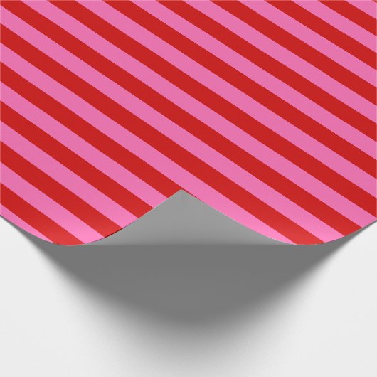 Doe-het-zelf Kleur 1” Preppy Streep Roze Rood Cadeaupapier (Hoek)