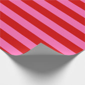 Doe-het-zelf Kleur 2” Preppy Streep Roze Rood Cadeaupapier (Hoek)
