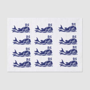 Doe-het-zelf Kleur Vintage Walvis Tuit Silhouet Bl Tissuepapier