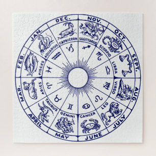 Doe-het-zelf Kleur Zodiac Chart #1 - Blauw op Wit Legpuzzel