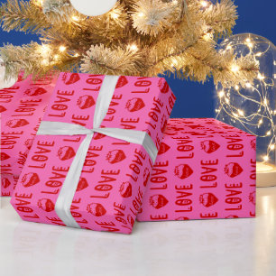 Doe-het-zelf Kleuren Aardbei LIEFDE Harten Tekst H Cadeaupapier