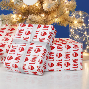Doe-het-zelf Kleuren Aardbei LIEFDE Harten Tekst W Cadeaupapier