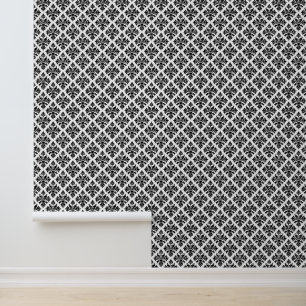 Doe-het-zelf Kleuren Bloemendamask #3 Zwart Wit Behang