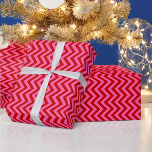 Doe-het-zelf Kleuren Chevron Zigzag SV Rood Roze Cadeaupapier