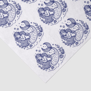 Doe-het-zelf kleuren Cute Slaande Meermin Blauw Tissuepapier