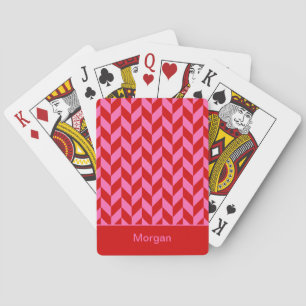 Doe-het-zelf kleuren Heringbone Strepen SV Rood He Pokerkaarten