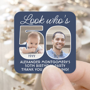 Doe-het-zelf kleuren • Kijk eens wie er 50 jaar wo Vierkante Sticker