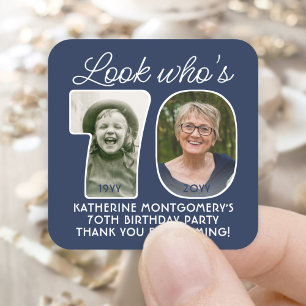 Doe-het-zelf kleuren • Kijk wie 70 is Verjaardagsf Vierkante Sticker
