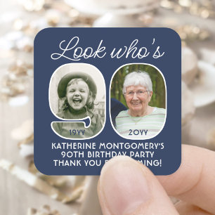 Doe-het-zelf kleuren • Kijk wie 90 Verjaardagsfees Vierkante Sticker