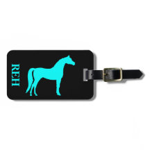 Doe-het-zelf-monogram aquablauw paard op elke kleu