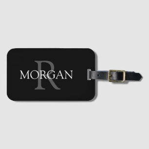 Doe-het-zelf monogram & naam, klassiek zwart met g bagagelabel