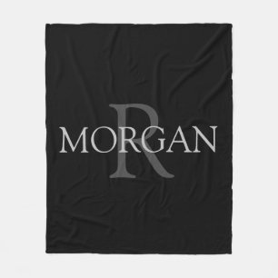 Doe-het-zelf monogram & naam, trendy zwart met gri fleece deken