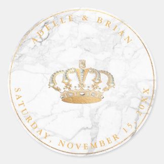 Doe-het-zelf nep gouden kroon met parel en marmer ronde sticker