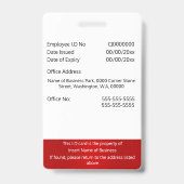 Doe-het-zelf pasje voor werknemers, wit rood verti badge (Achterkant)