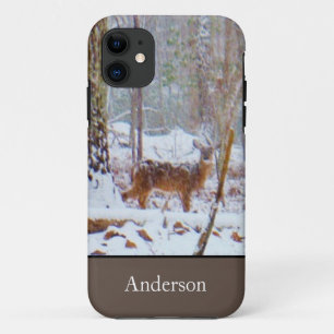 Doe in the snow, Deer in Lake Arrowhead iPhone 11 Hoesje