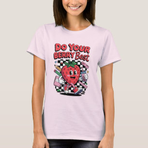 Doe je bessen beste Schattigee aardbei terug naar T-shirt
