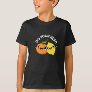 Doe je beste grappige citrusvruchten en vul donker t-shirt