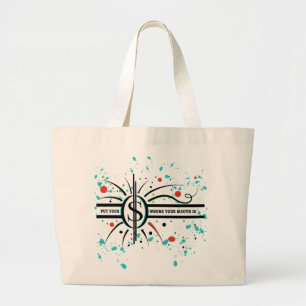 Doe je geld waar je mond QUOTE is Grote Tote Bag