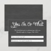 Doe je mee? Krijtbord RSVP Kaartje (Voorkant / Achterkant)