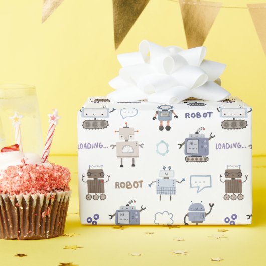 Doe je voordeel met een leuke robot verjaardag voo cadeaupapier (Verjaardagsfeest)