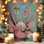  Doe langer Eyelashes Retro Kerstmis Feestdagen Kaart