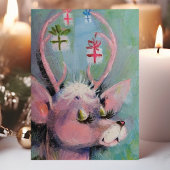  Doe langer Eyelashes Retro Kerstmis Feestdagen Kaart