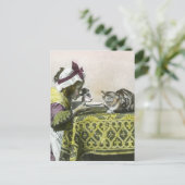 Doe mee aan de Tea Kat  Victoriaans Tea Party Briefkaart (Staand voorkant)