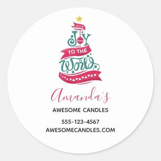 Doe mee aan de wereld met kersttypografie ronde sticker (Voorkant)