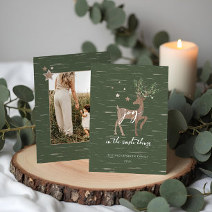 Doe mee in de eenvoudige dingen Birch Bark Woodgra Feestdagenkaart