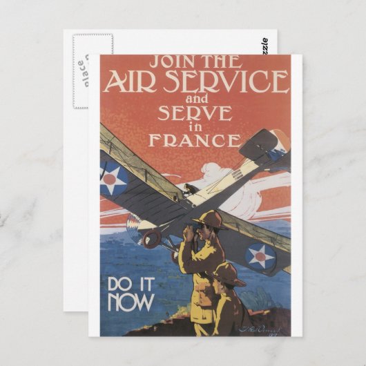 "Doe mee met de luchtdienst" rond 1917 Briefkaart (Voorkant / Achterkant)