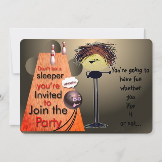 Doe mee met de party bowling uitnodiging (Voorkant)